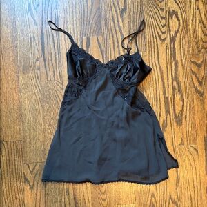 Victoria’ Secret black silk lace and sequin slip